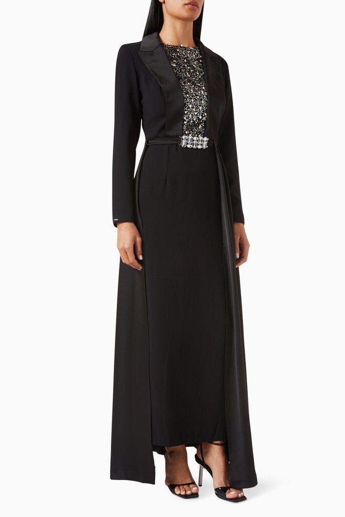 

Pearly Embellished Maxi Dress, Black