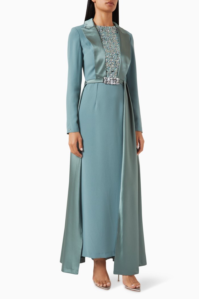 

Pearly Embellished Maxi Dress, Green