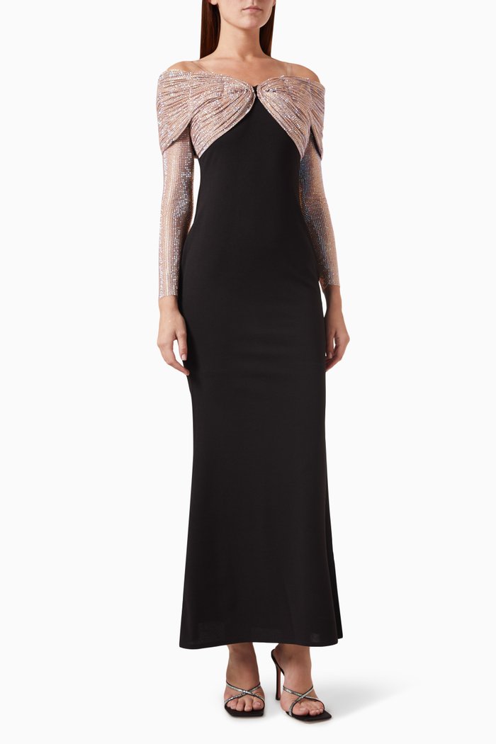 

Crystal-embellished Maxi Dress, Black