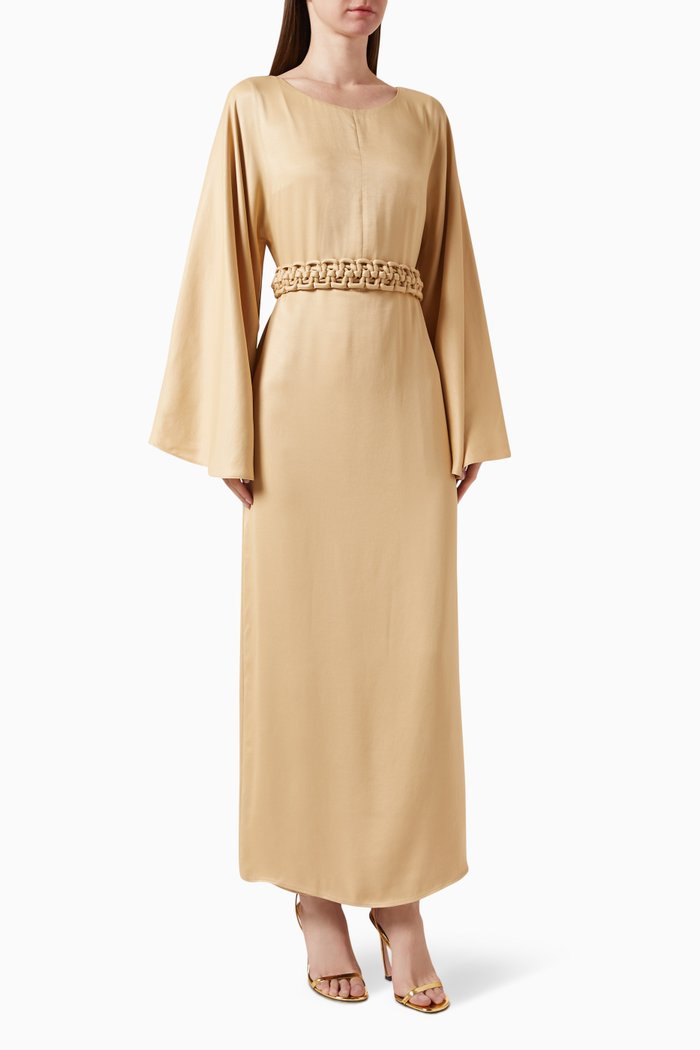 

Braided-belt Maxi Dress, Neutral