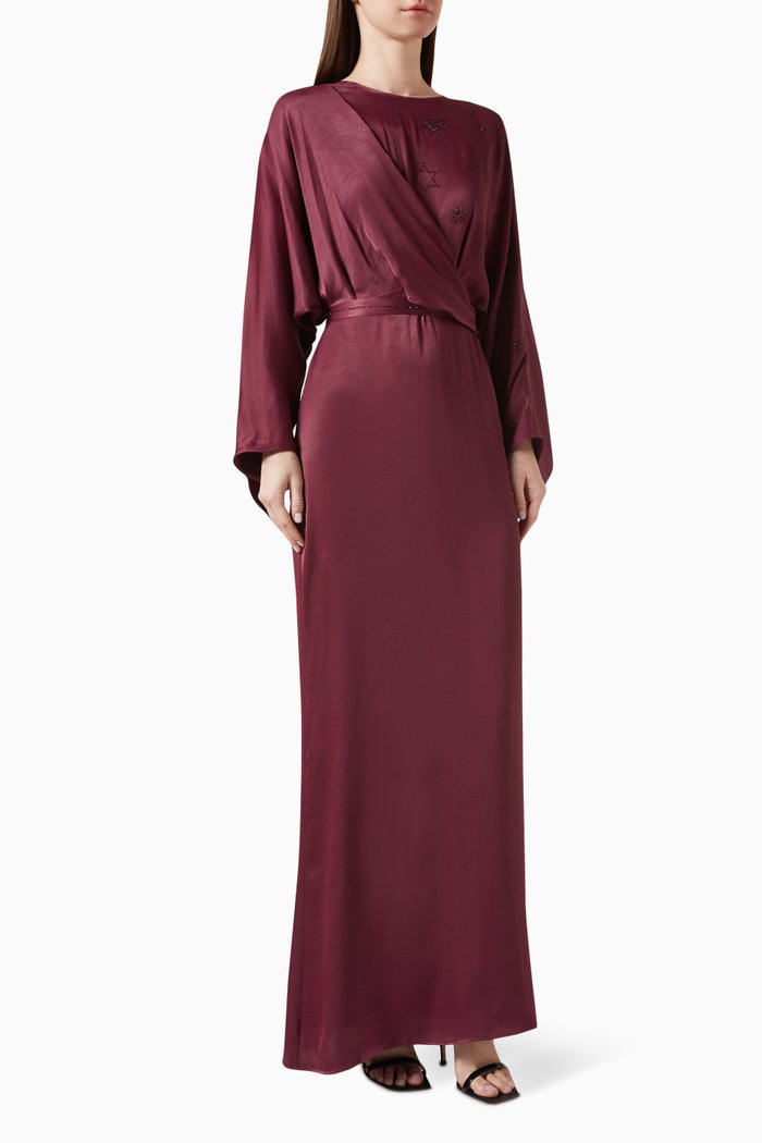 

Embellished Maxi Dress in Viscose-blend, Red