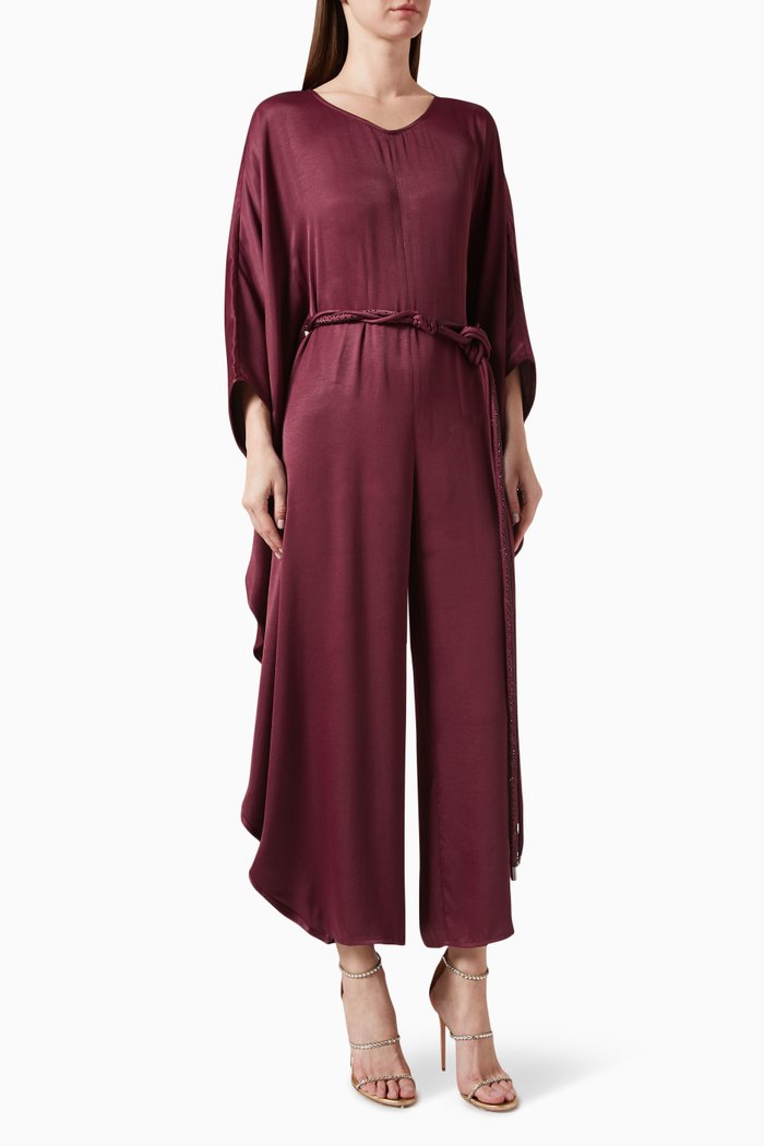 

Belted Jumpsuit in Viscose-blend, Purple