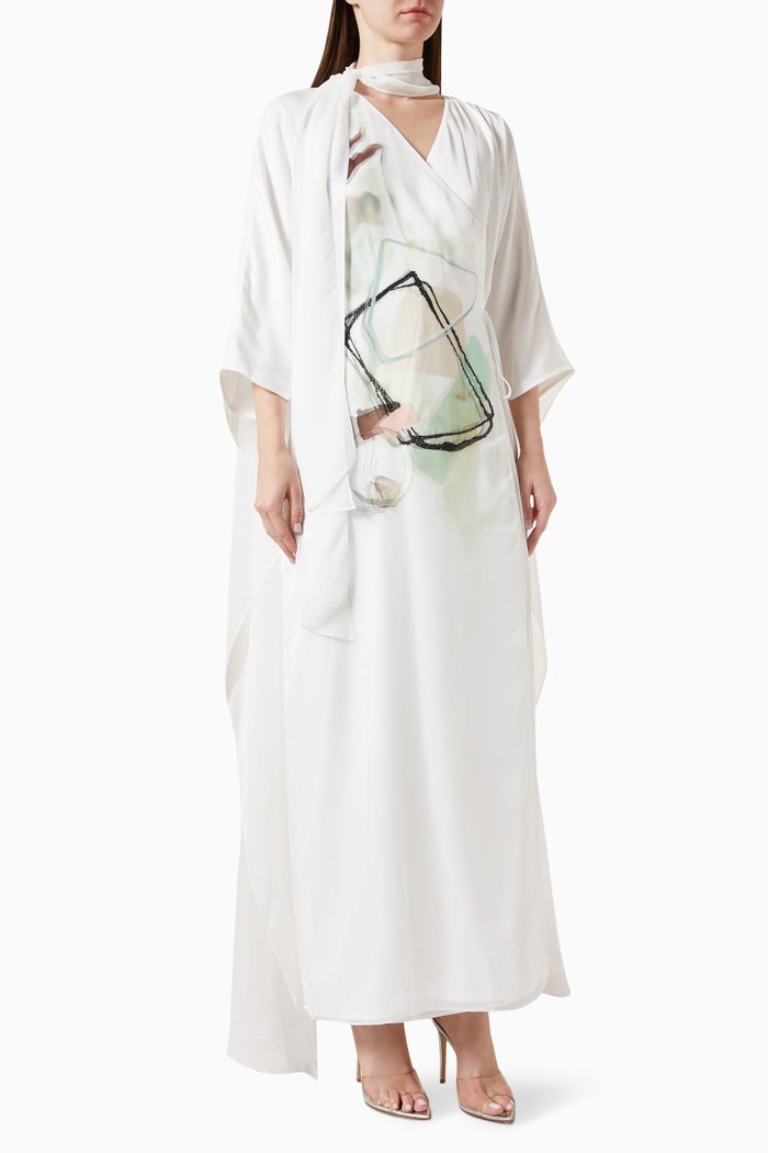 

Printed Wrap Dress, White