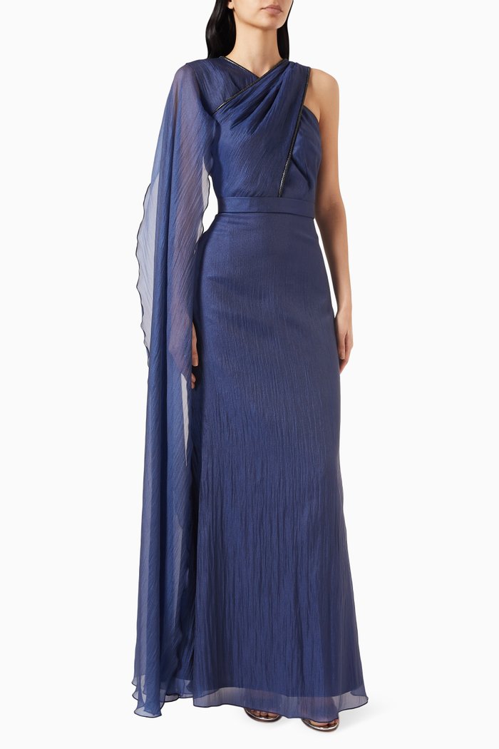 

Contrast-trimmed Maxi Dress, Blue