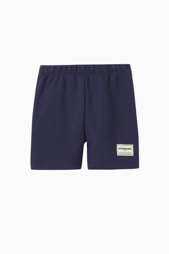 

Logo Lounge Shorts in Organic Cotton-blend, Blue