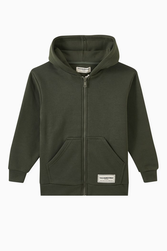 

Logo Zip Hoodie in Organic Cotton-blend, Neutral