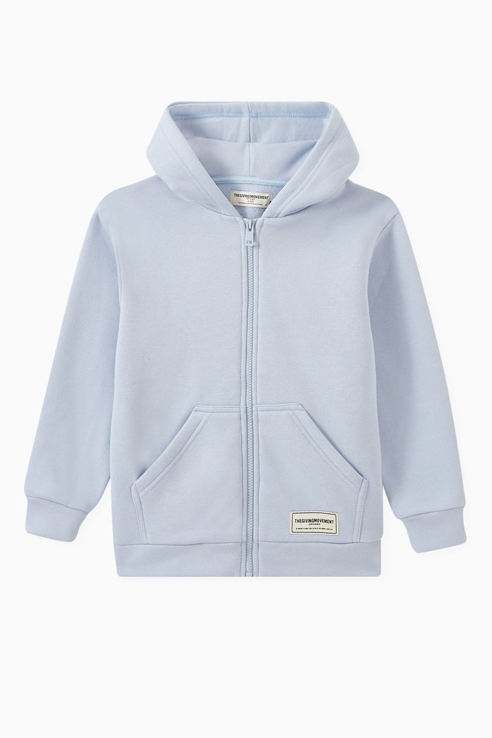 

Logo Zip Hoodie in Organic Cotton-blend, Blue