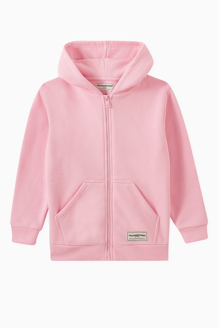 

Logo Zip Hoodie in Organic Cotton-blend, Pink