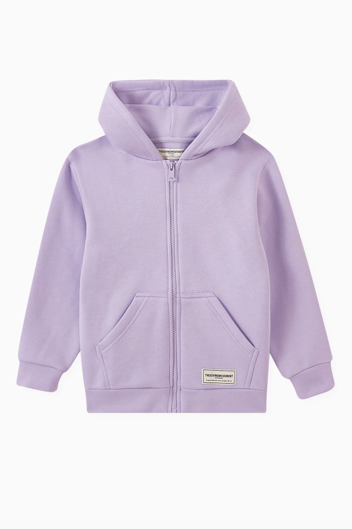 

Logo Zip Hoodie in Organic Cotton-blend, Purple