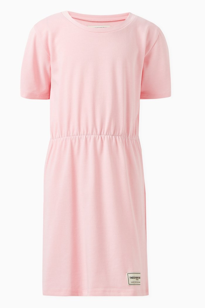 

Logo-patch T-shirt Dress in Organic Cotton-jersey, Pink