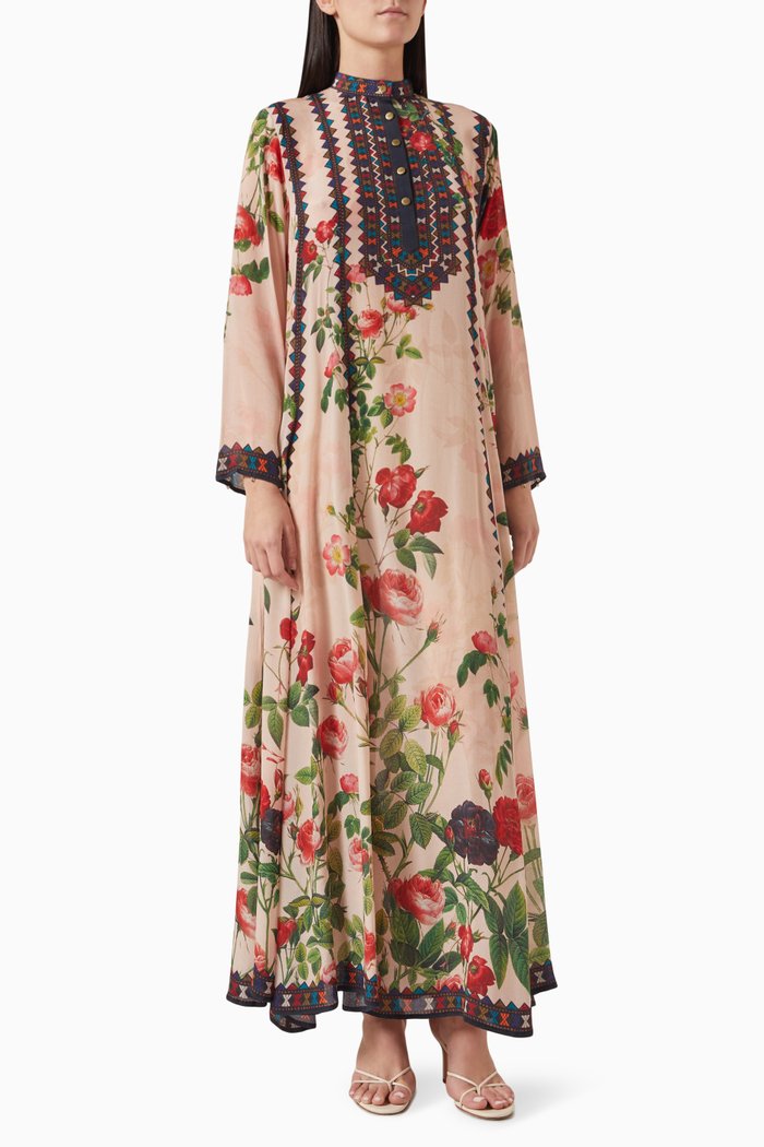 

Printed Kaftan in Crepe, Neutral