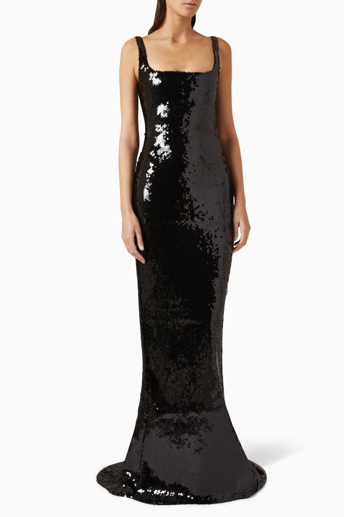 

Electra Sequinned Gown, Black