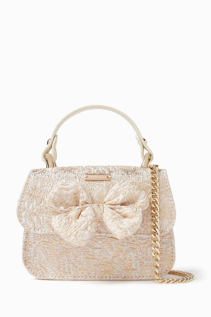 

Bow Top-handle Bag in Jacquard, Gold