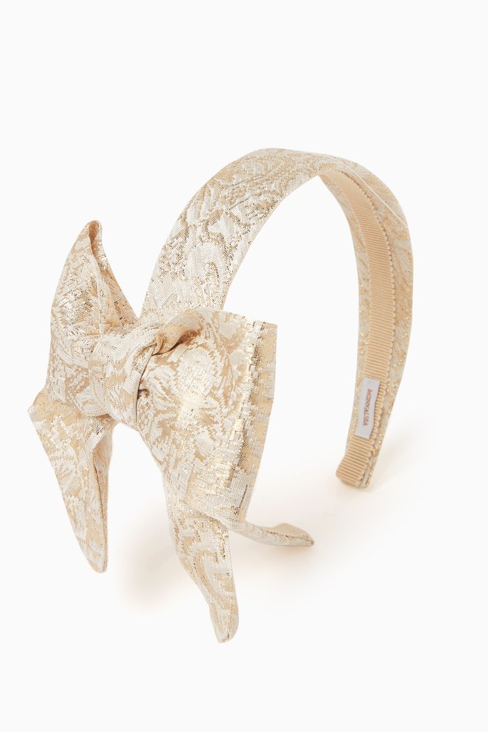 

Embellished Headband in Lurex Brocade, Gold