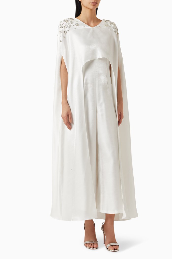 

Embellished Shoulder Cape & Jumpsuit, Neutral