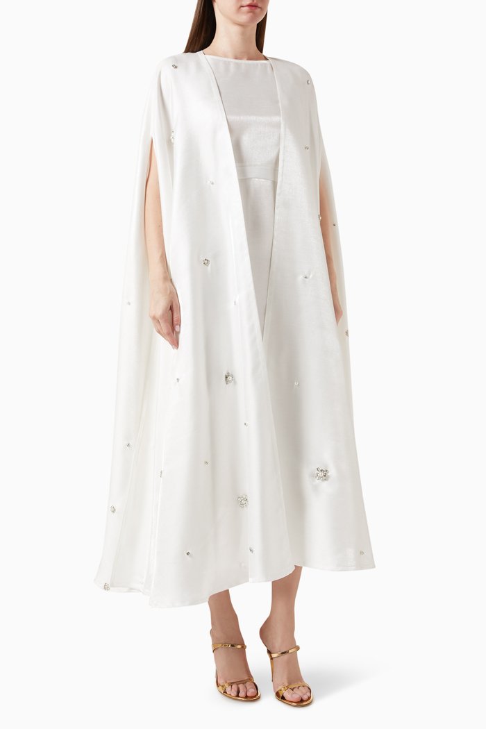 

Embellished Cape & Dress Set, White