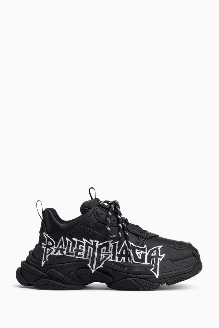 

Triple S Sneakers in DIY Metal Print Leather, Black