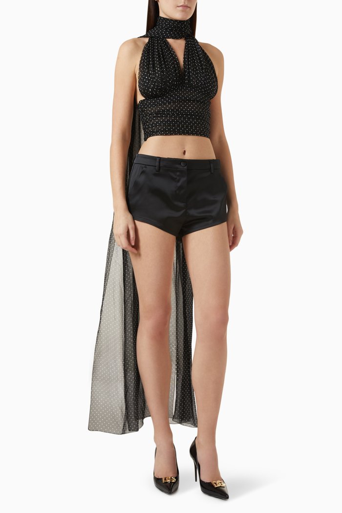 

Polka-dot Scarf Top in Silk, Black