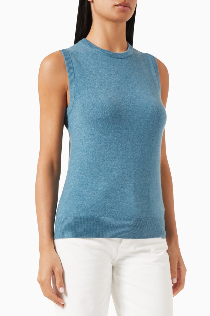 

Crewneck Sweater Top in Cashmere, Blue