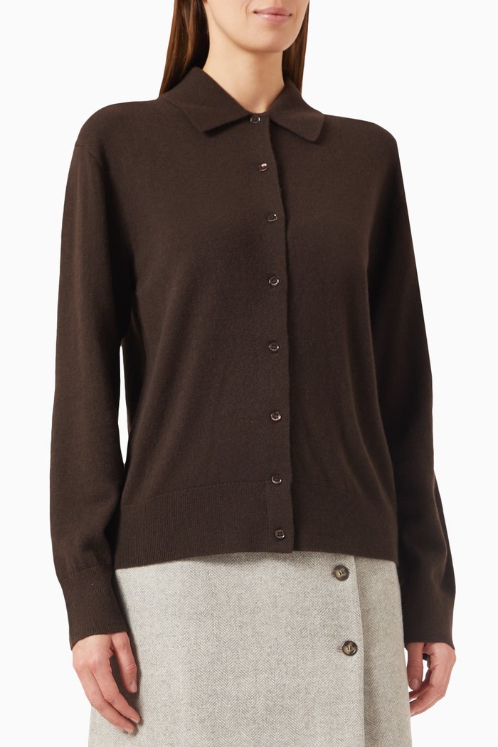 

Cardigan Shirt in Wool-cashmere, Brown