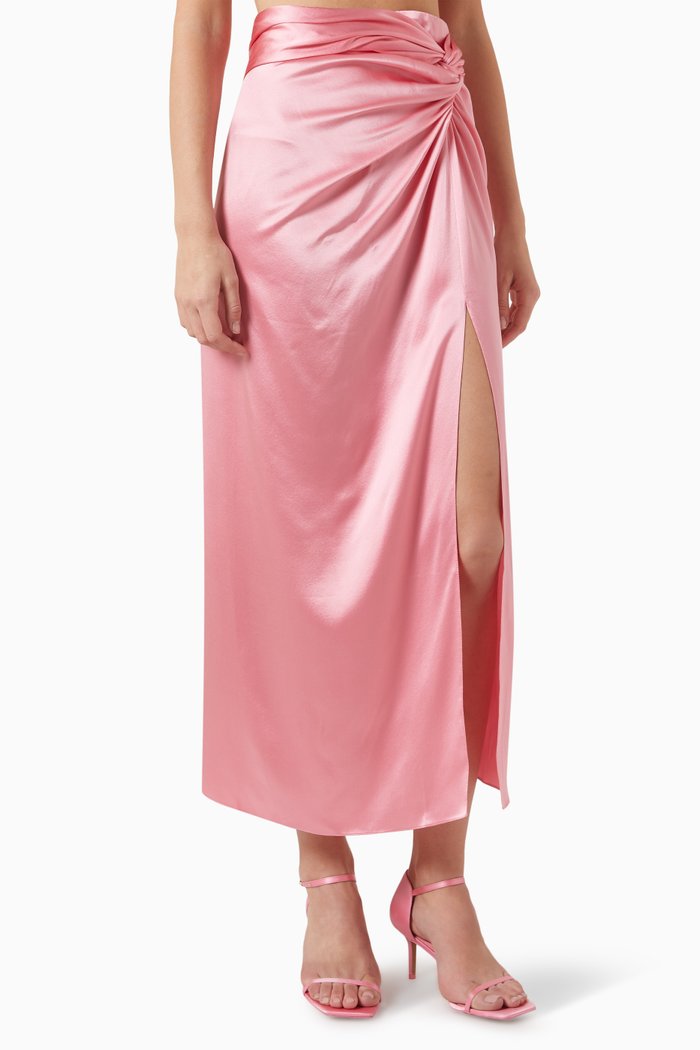 

Knot Detail Skirt in Mulberry Silk, Pink