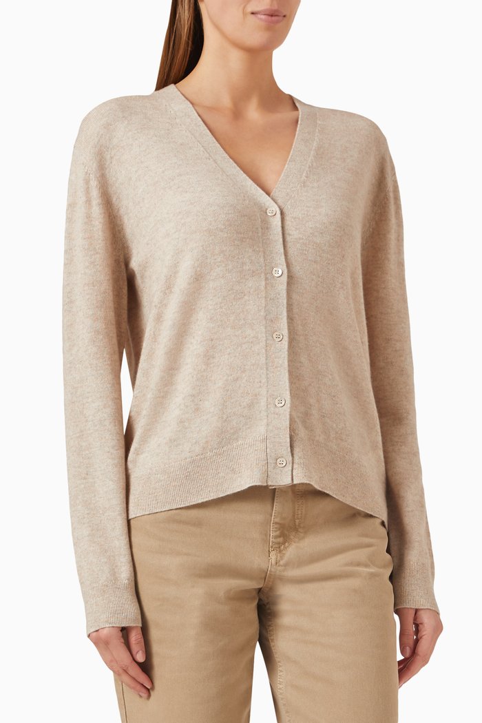 

V-neck Cardigan in Cashmere-wool, Neutral