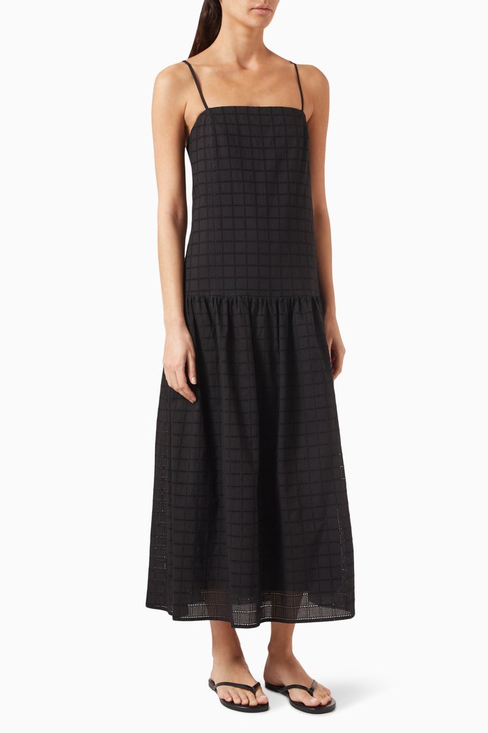 

Broderie Anglaise Maxi Dress in Cotton, Black