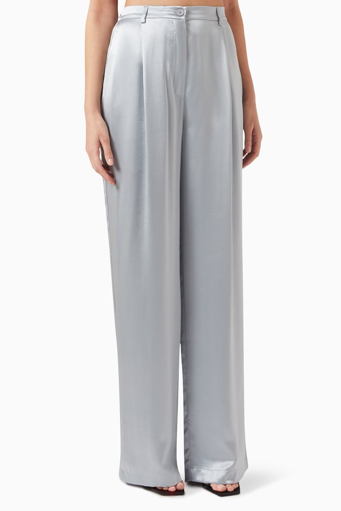 

Wide-leg Pants in Mulberry Silk, Blue