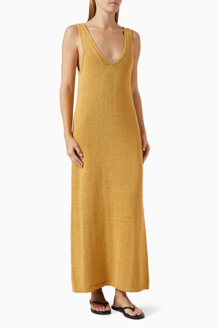 

Knit Maxi Dress in Lined-blend, Yellow