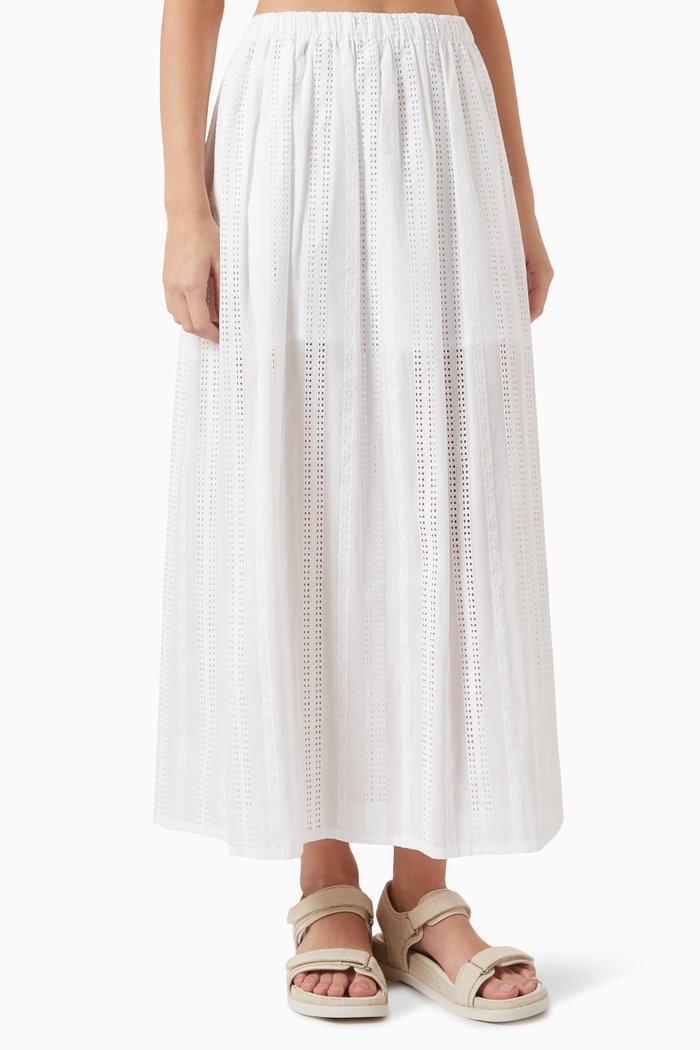

Broderie Anglaise Maxi Skirt in Cotton, White