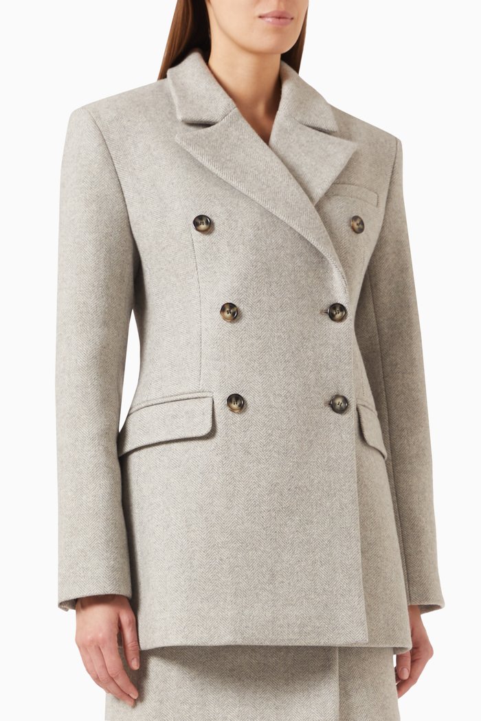 

x GI Double-breasted Blazer in Manteco® Wool, Grey