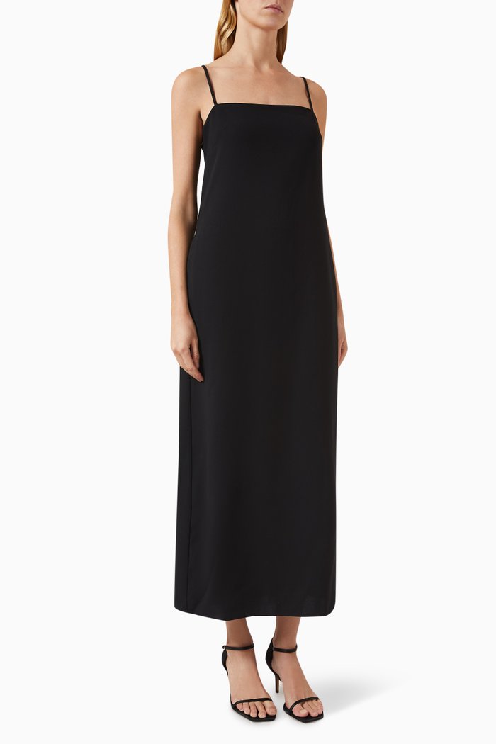 

Maxi Slip Dress in Polyester, Black