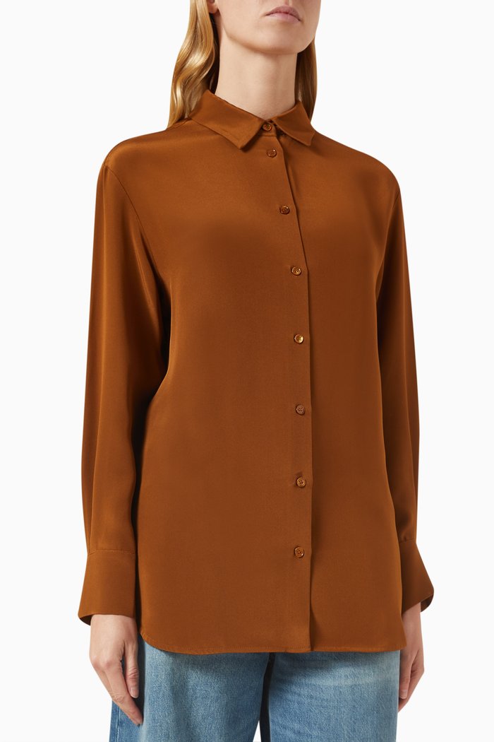 

Relaxed-fit Shirt in Mulberry Silk, Brown
