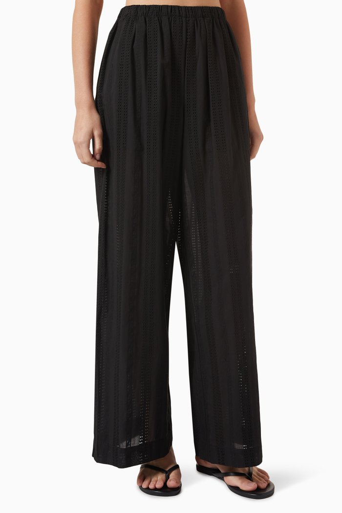 

Broderie Anglaise Pants in Cotton, Black