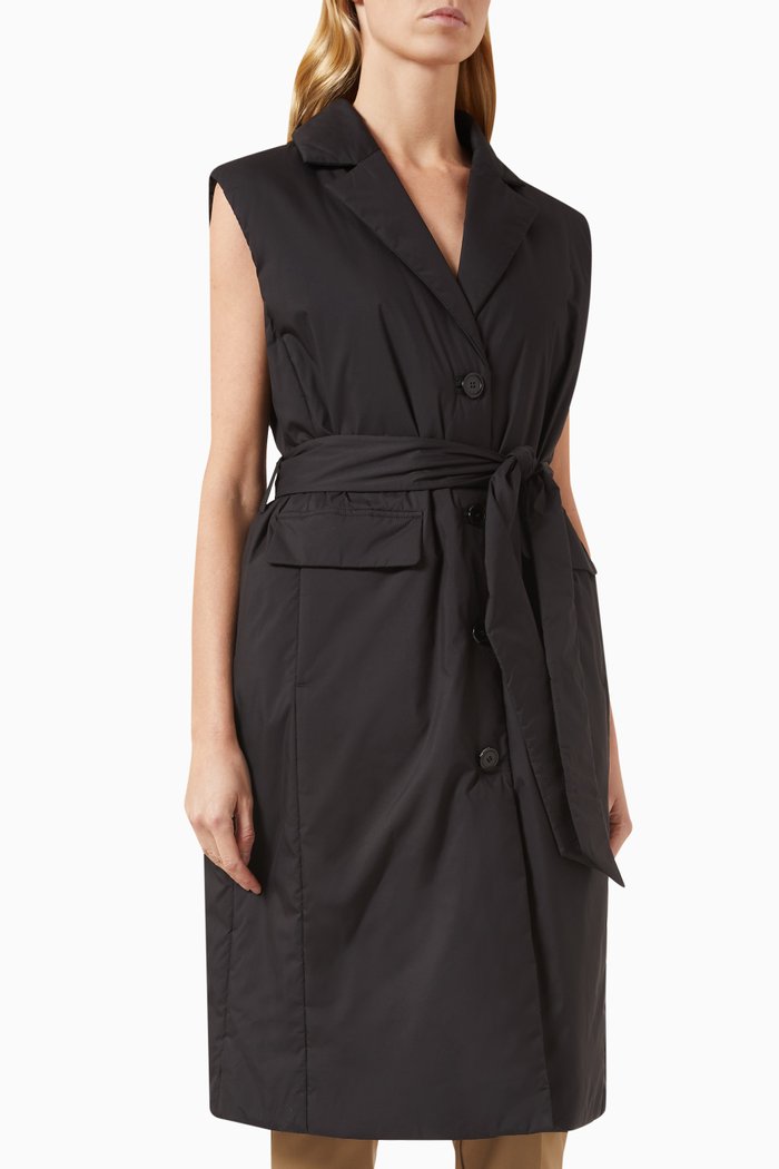 

Long Padded Vest in Soft Matte Shell, Black