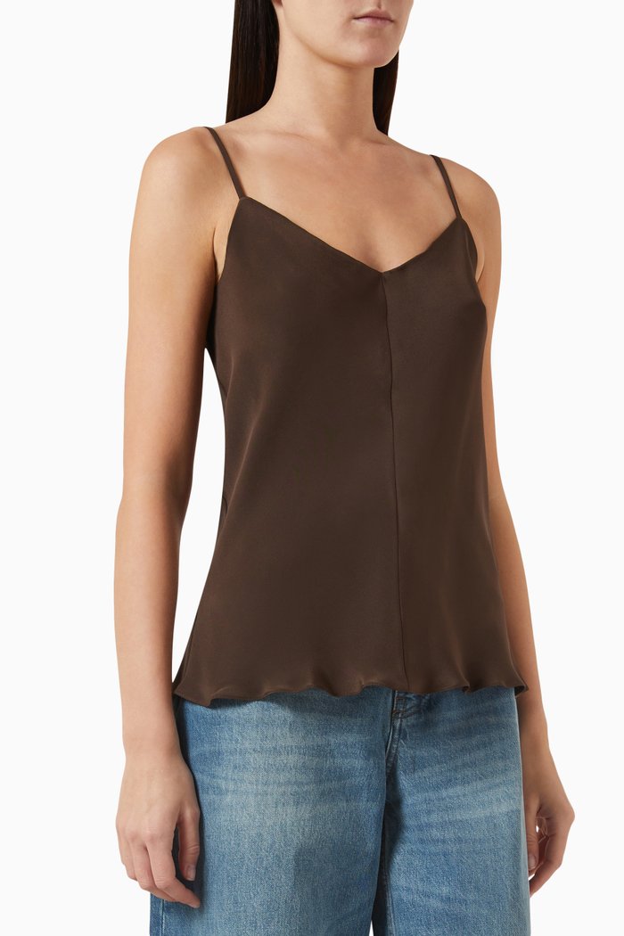 V-neck Camisole in Mulberry Silk, Brown