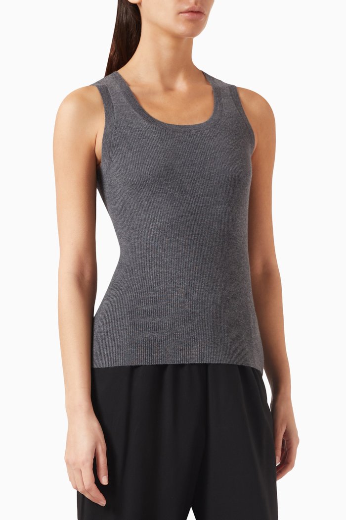 Ribbed Tank Top in Merino-wool, Grey
