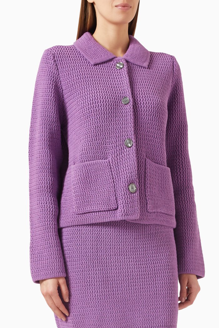 

x GI Chunky-knit Cardigan in Cotton, Purple