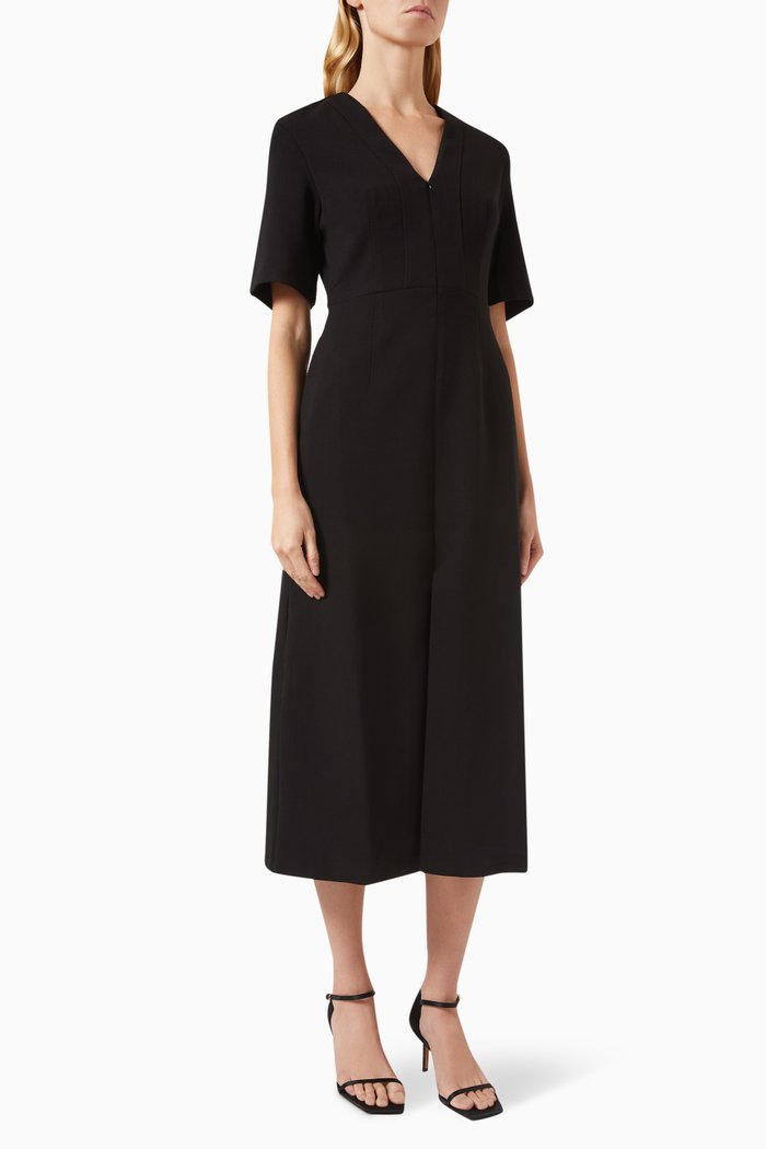 

V-Neck Midi Dress, Black