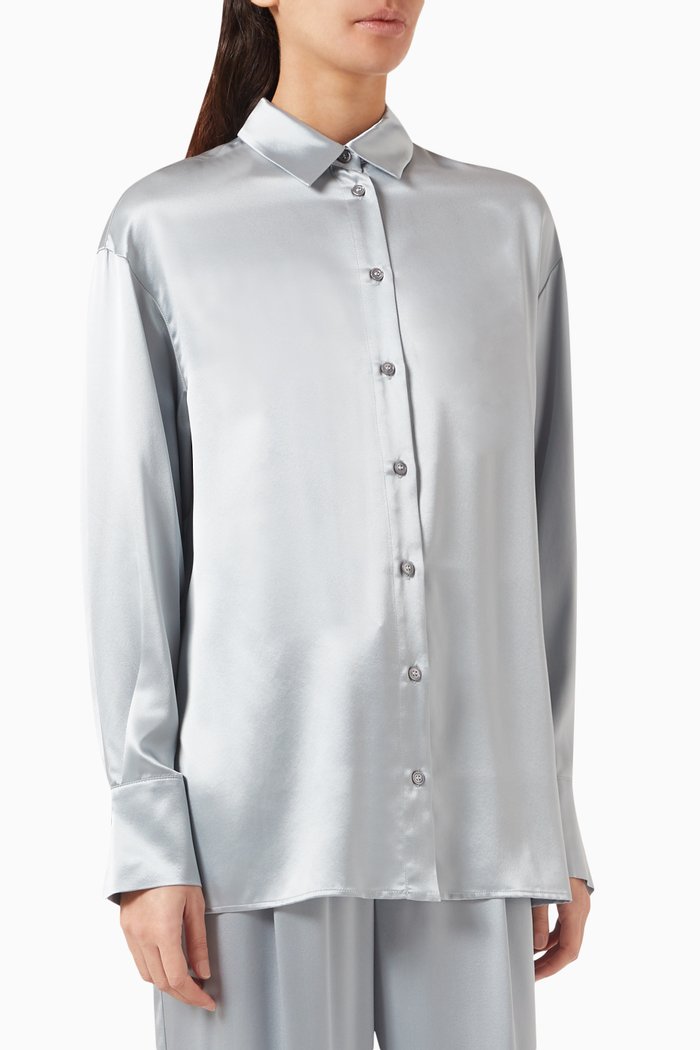 

Relaxed-fit Shirt in Mulberry Silk, Blue