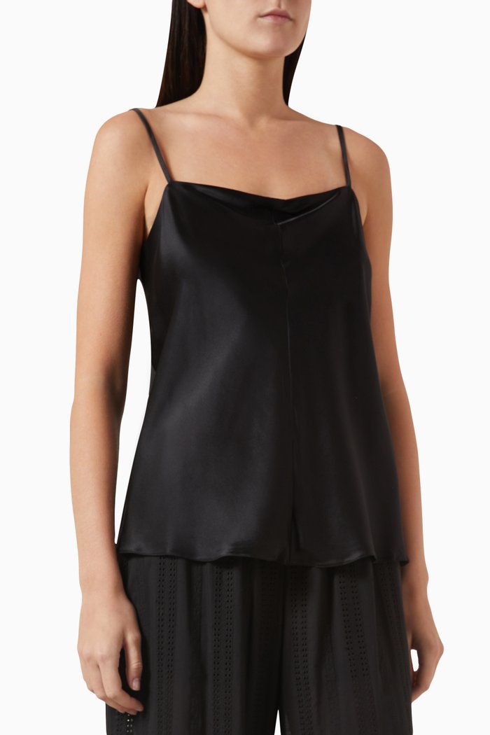 

Square-neck Camisole in Mulberry Silk, Black