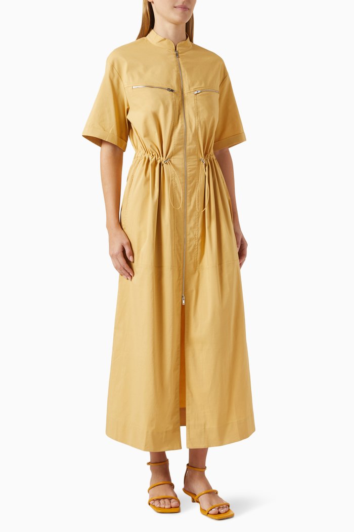 

Zipped Midi Dress in Cotton, Yellow