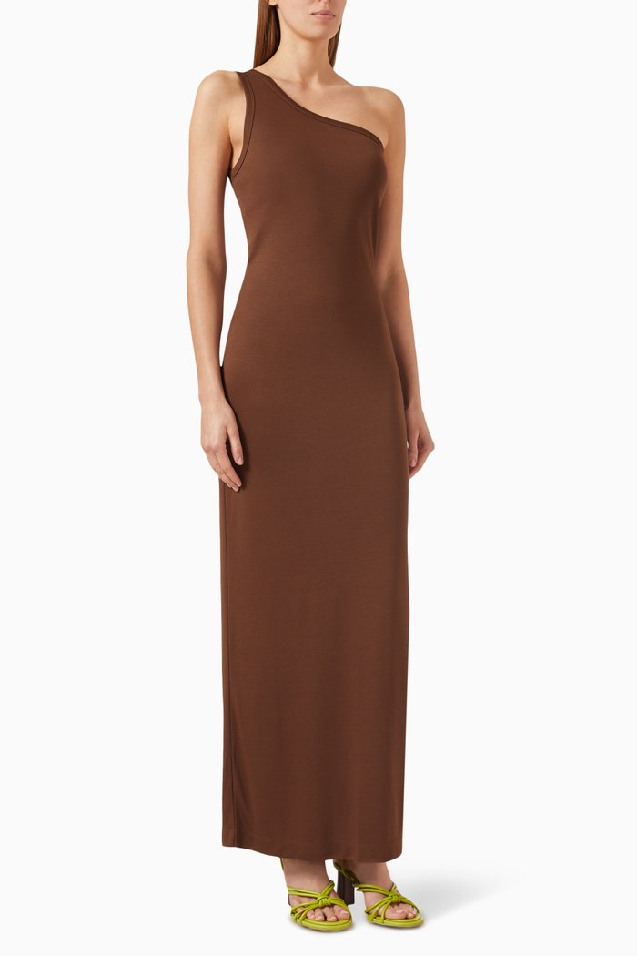 

One-shoulder Maxi Dress in Lyocell, Neutral