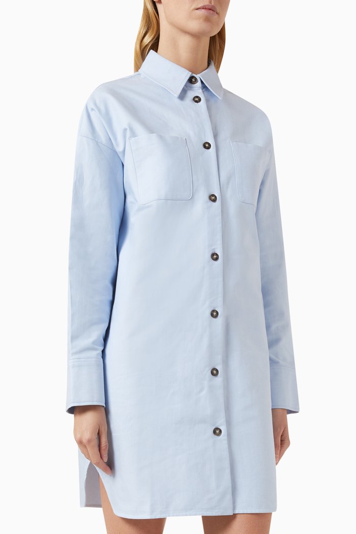 

x GI Oversized Shirt Mini Dress in Cotton, Blue