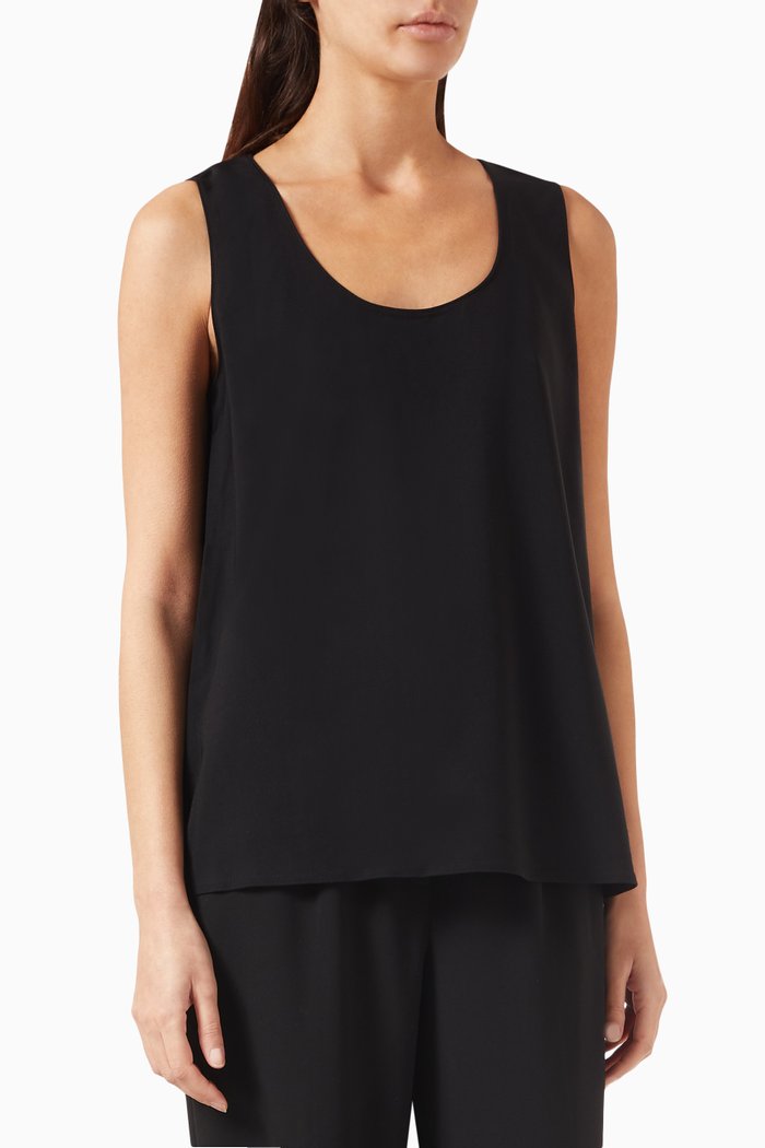 

Wide Strap Top in Viscose, Black