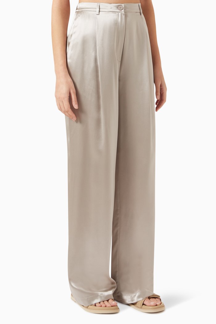 

Wide-leg Pants in Mulberry Silk, Grey