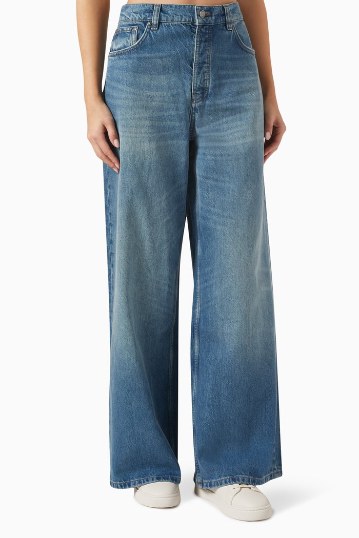 

x GI Candiani Wide-Leg Fit Jeans in Organic Cotton, Blue