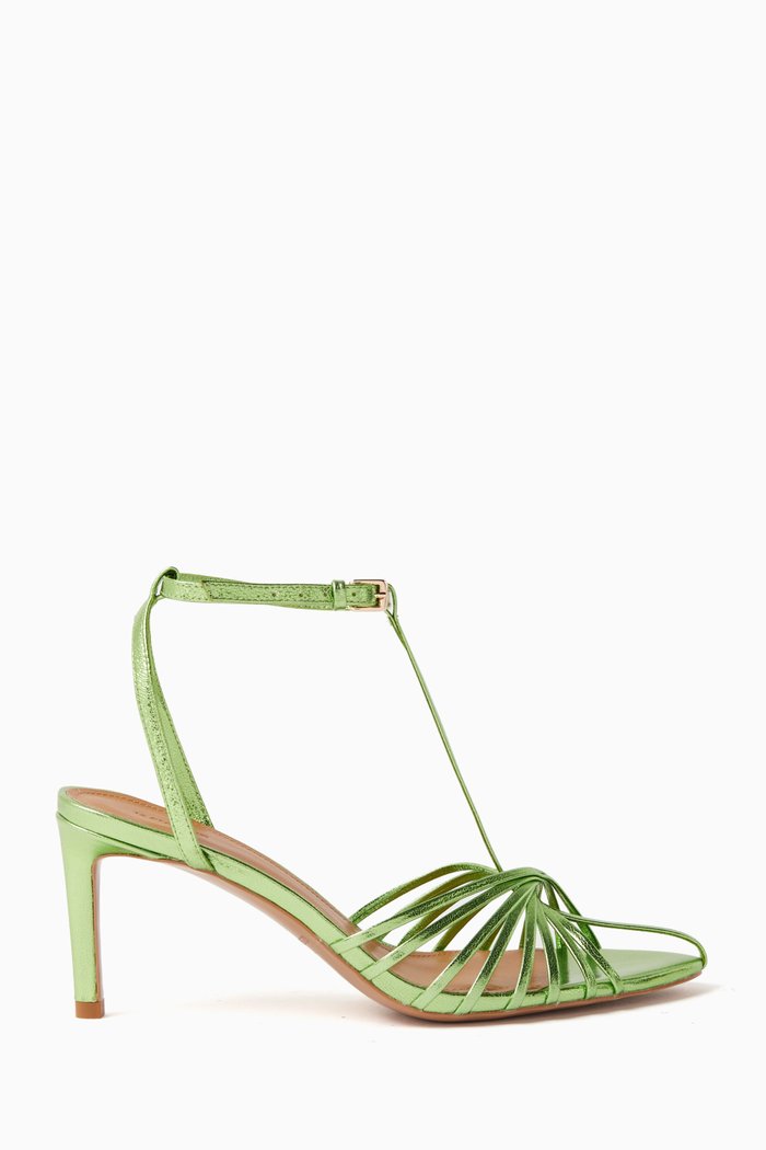 

Strappy 70 Sandals in Metallic Leather, Green