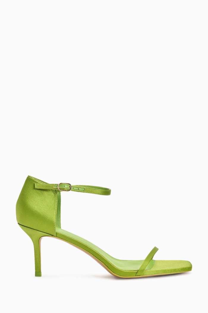 

Open-toe 70 Sandals in Satin, Green