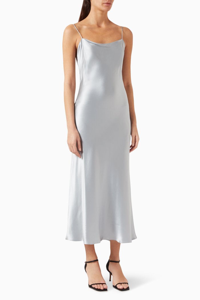 

Bias-cut Midi Dress in Mulberry Silk, Silver